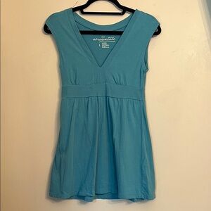 Aeropostale Teal V Neck Babydoll Mini Dress Y2K Early 2000s Size L